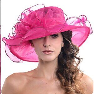Kentucky Derby Church Dress Hat for Women Fuchsia Line